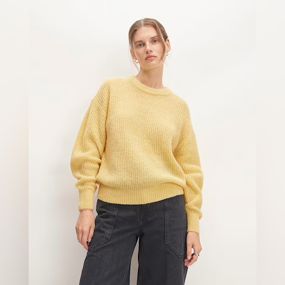 💛EVERLANE THE COCOON ALPACA CREW SWEATER IN RAFFIA YELLOW XS